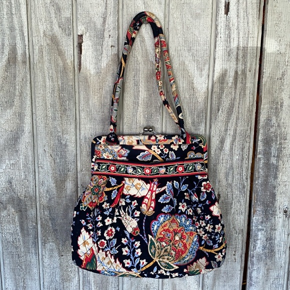 Retired Vera Bradley handbag & zip around wallet multi colors blues floral print - Picture 8 of 15